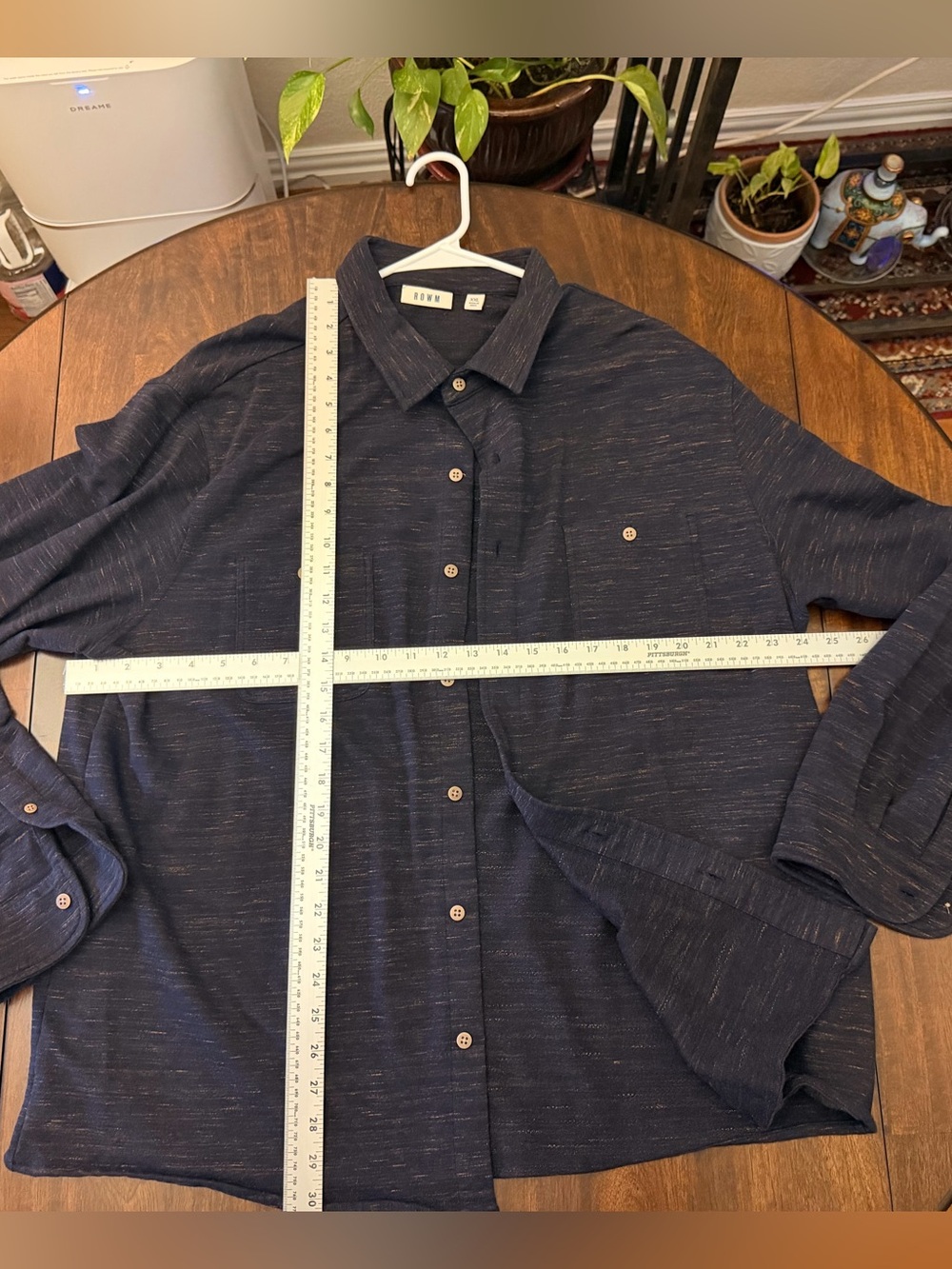 Men's Navy Mélange Casual Button-Down Shirt by Kith